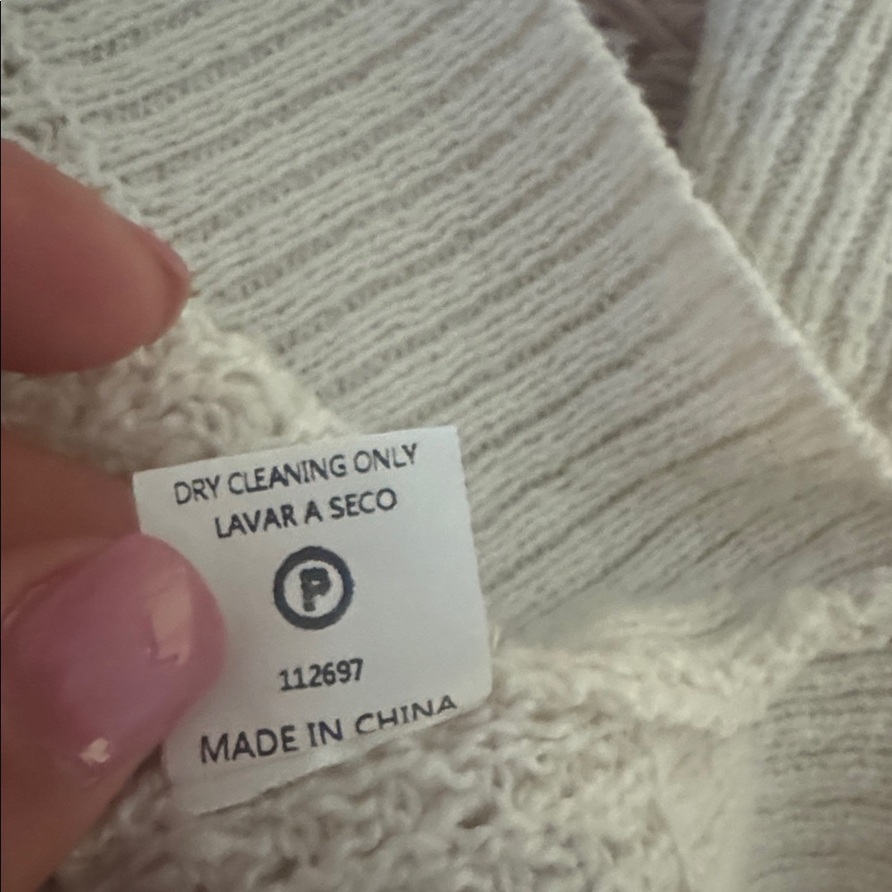 Staccato Ivory Cable Knit Sweater Hoodie.  Sz L - Picture 11 of 11